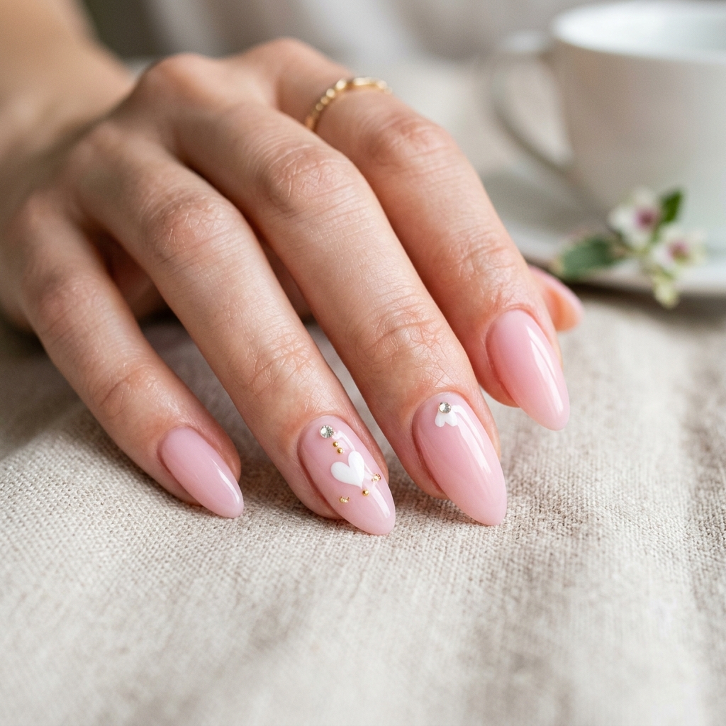 Unhas de Gel Design Heart Bow